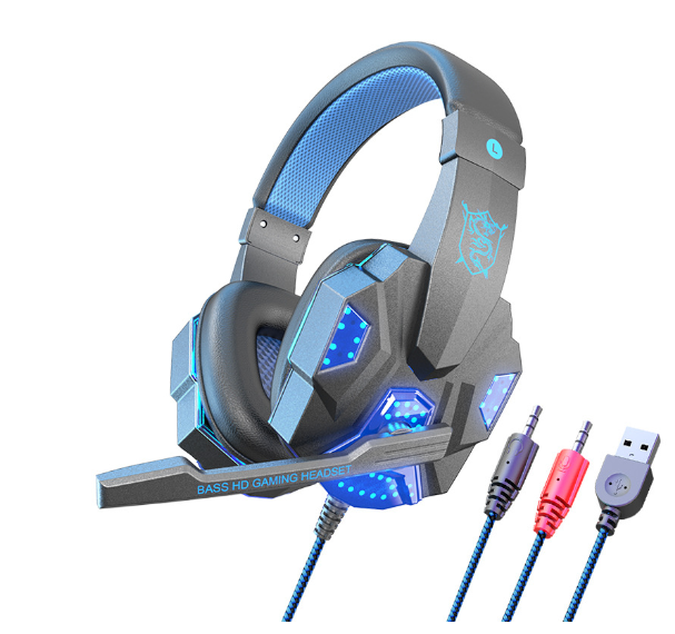 Fone de ouvido gamer com luz led com fio