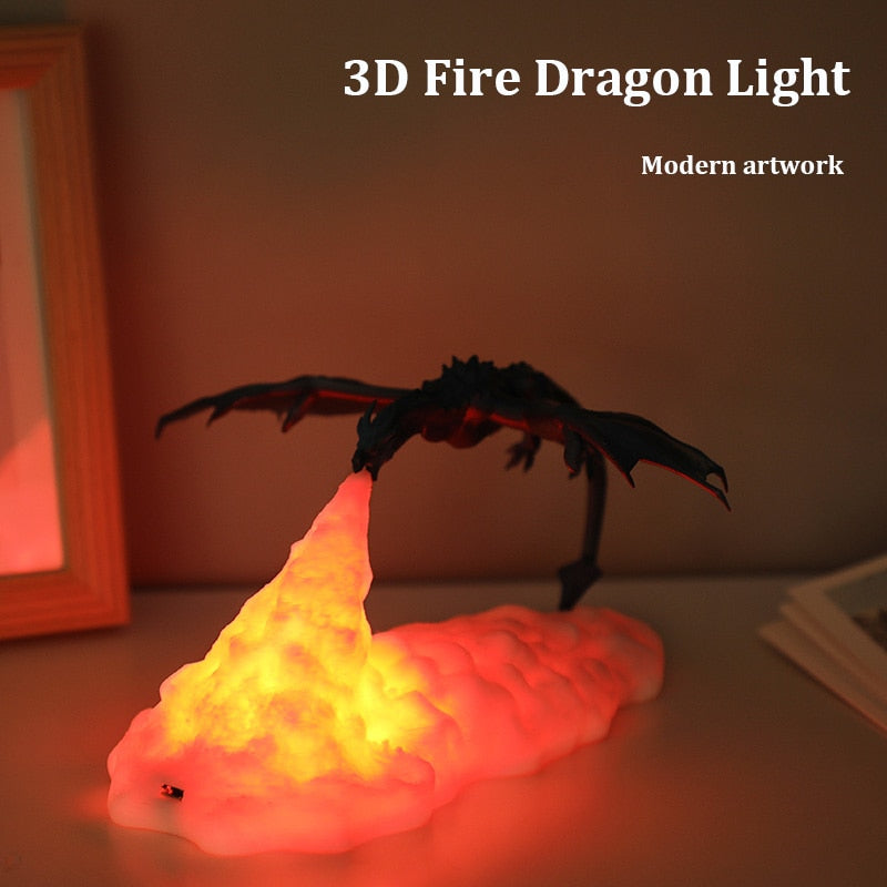 Luminária GOT noturna de LED de dragão impressa em 3D