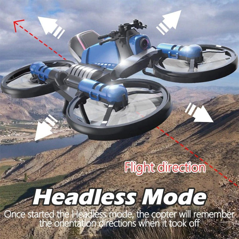 Drone RC dobrável 2 em 1 para motocicleta