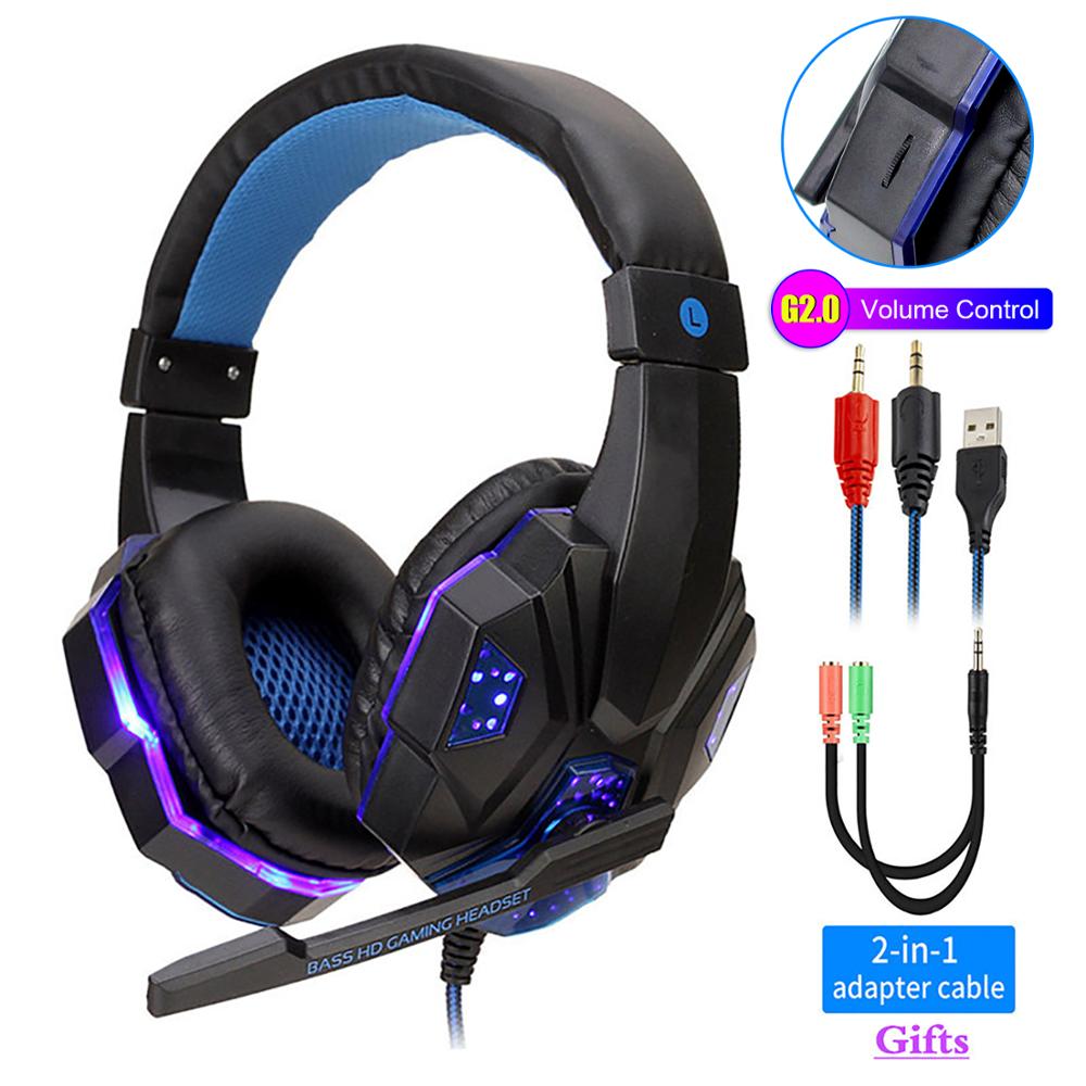 Fone de ouvido gamer com luz led com fio