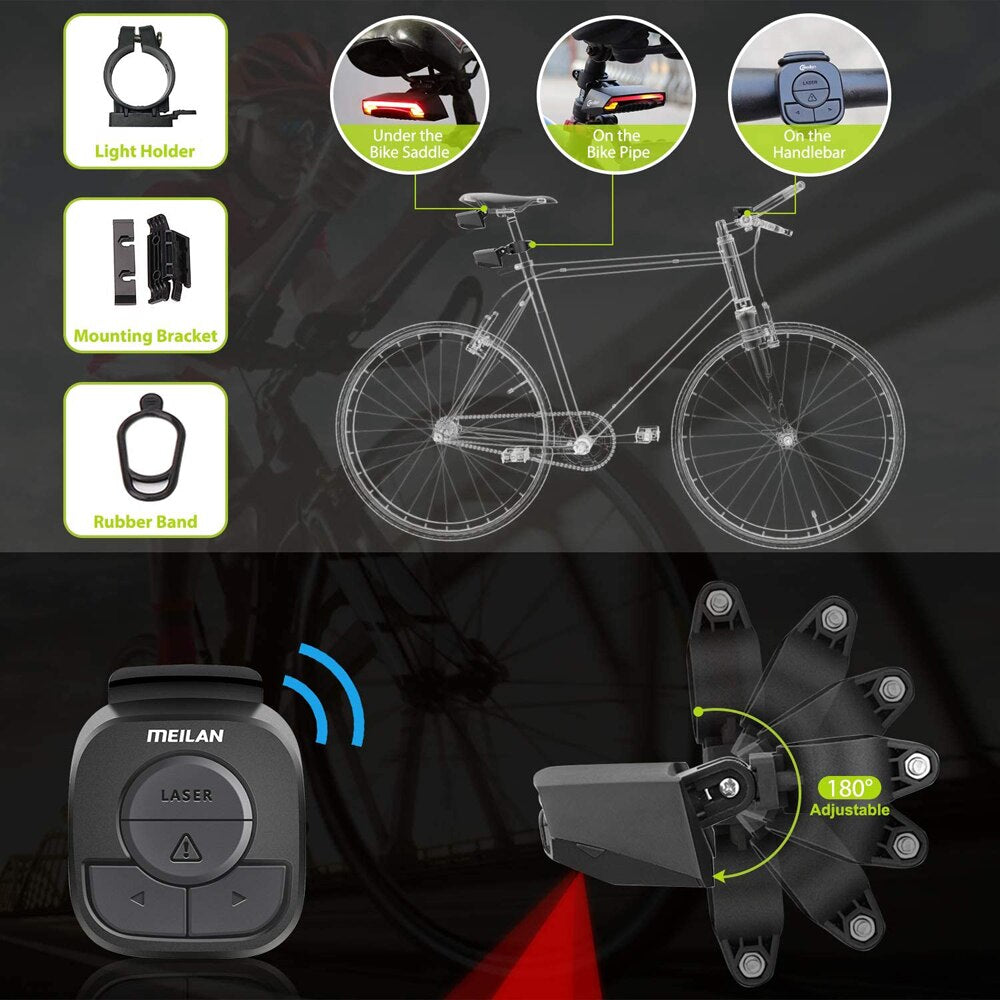 Luz de detecção de freio automático inteligente para bicicleta sem fio