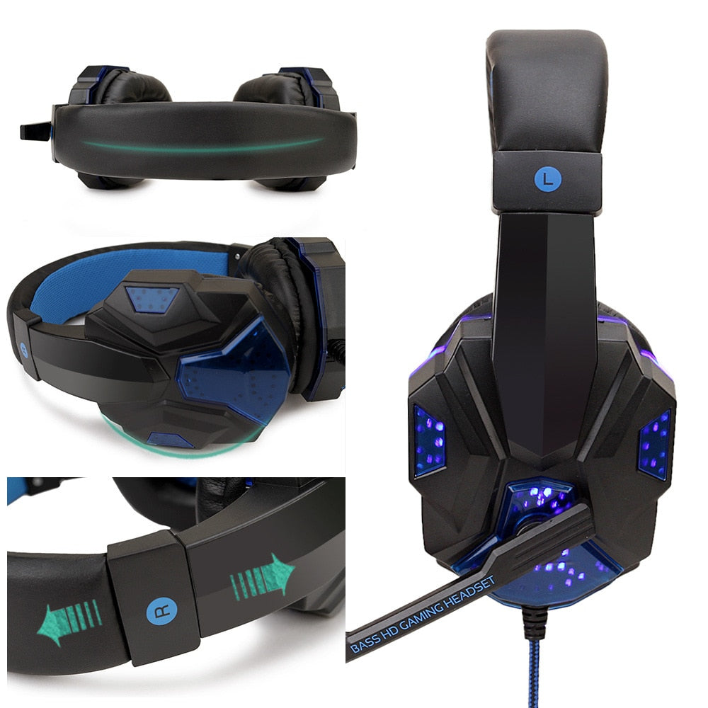 Fone de ouvido gamer com luz led com fio