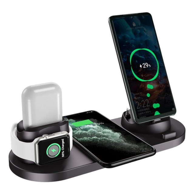 Base carregadora rápida sem fio 6 em 1 para Apple
