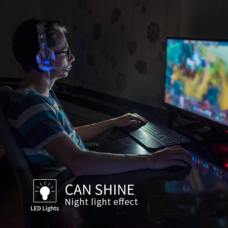 Fone de ouvido gamer com luz led com fio