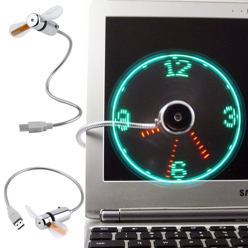 Ventilador Relógio USB LED