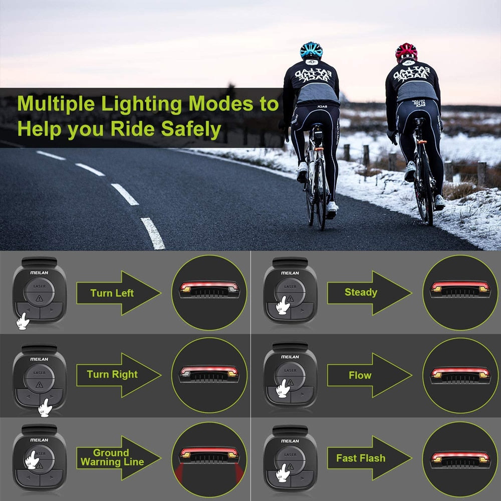 Luz de detecção de freio automático inteligente para bicicleta sem fio