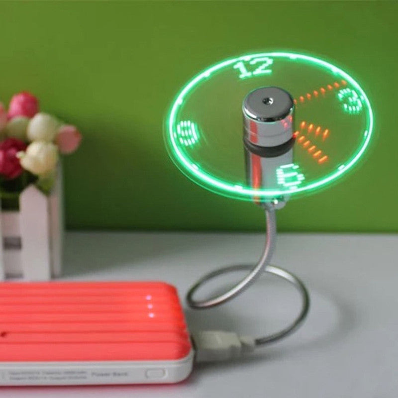 Ventilador Relógio USB LED