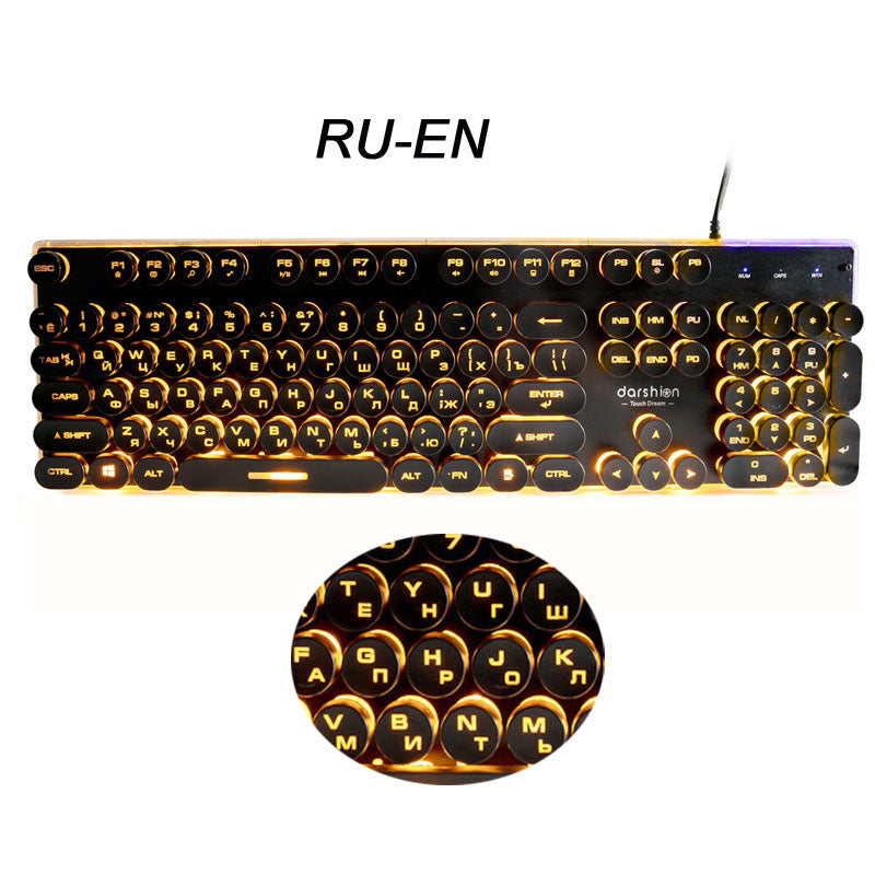 Teclado Mecânico de Máquina de Escrever Estilo Steampunk