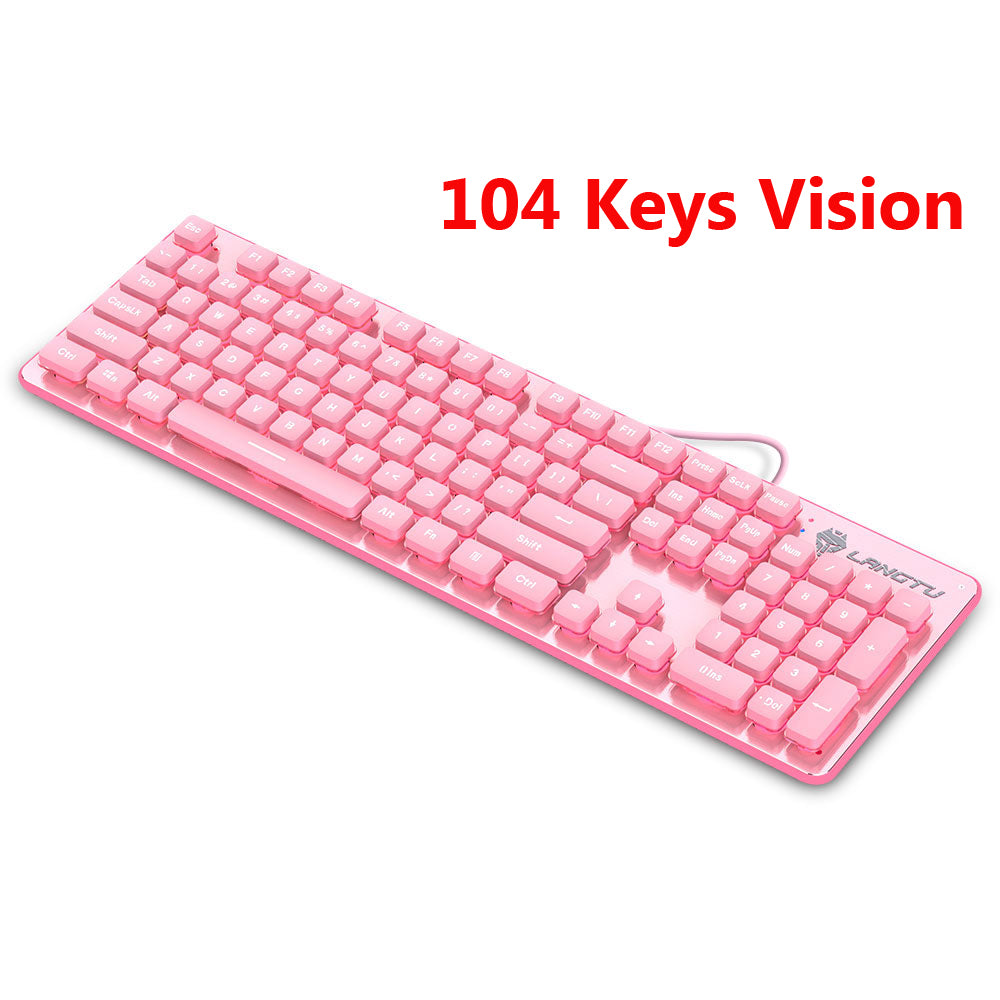 Lindo conjunto de teclado e mouse rosa com fio