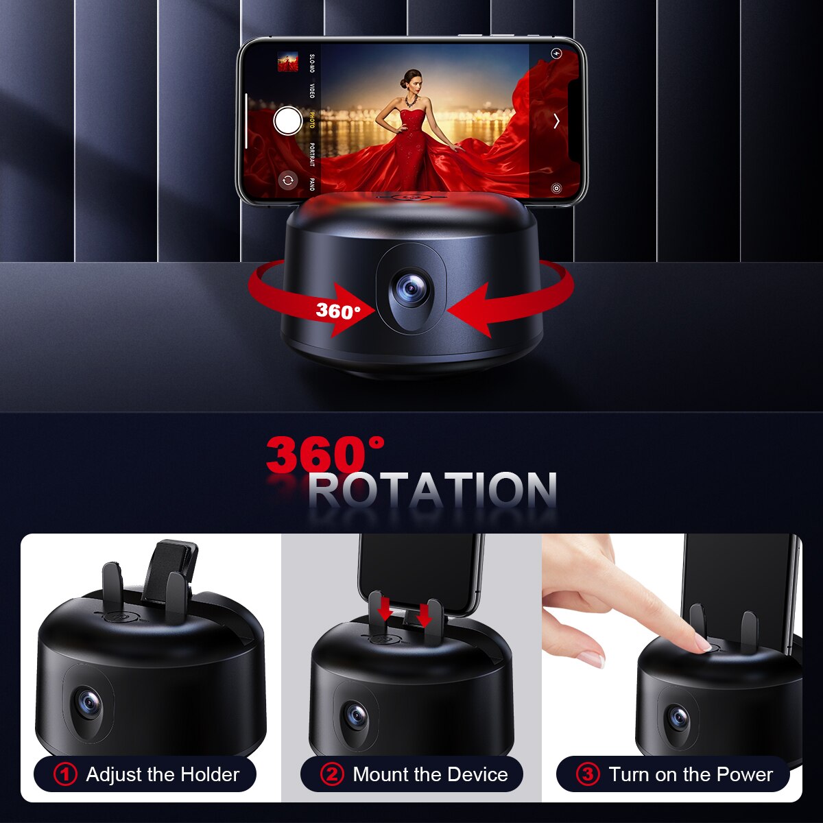 Montagem de câmera de rastreamento facial automático de 360 graus