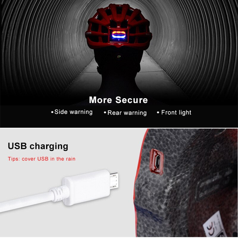 Luz de capacete de bicicleta USB à prova d'água