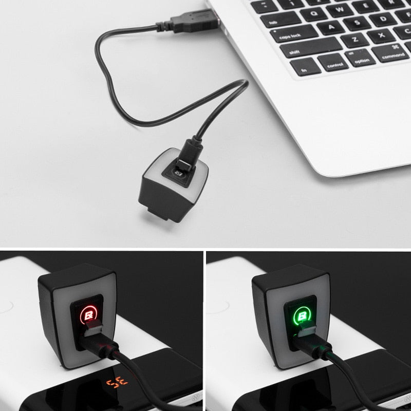 Luz de bicicleta à prova d'água USB recarregável Capacete luz traseira