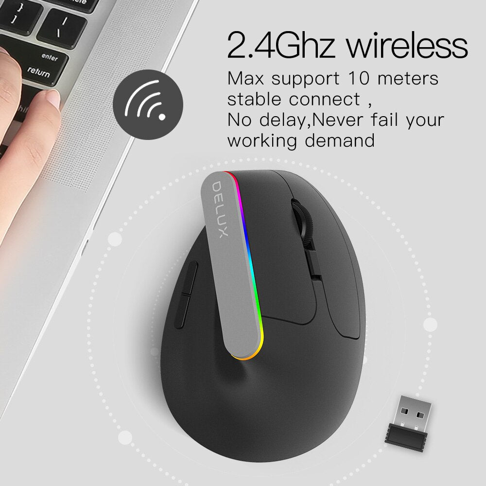 M618C Mouse sem fio ergonômico 6D