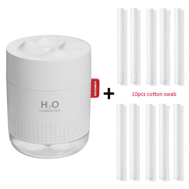 Umidificador Ultrassônico Portátil 500ML Snow Mountain H2O USB Difusor de Ar Aroma Com Lâmpada Noturna Romântica Umidificador Difusor