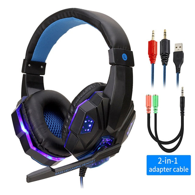 Fone de ouvido gamer com luz led com fio