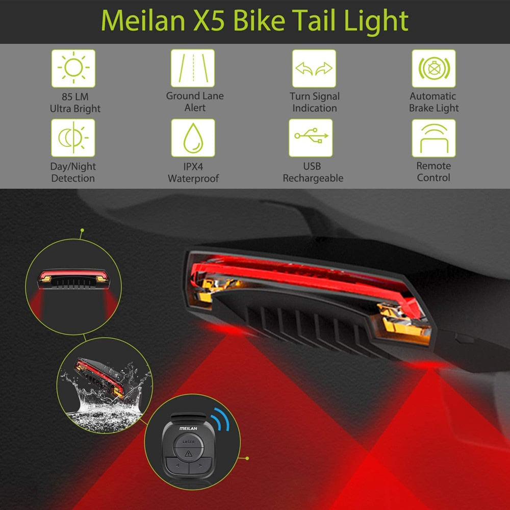 Luz de detecção de freio automático inteligente para bicicleta sem fio