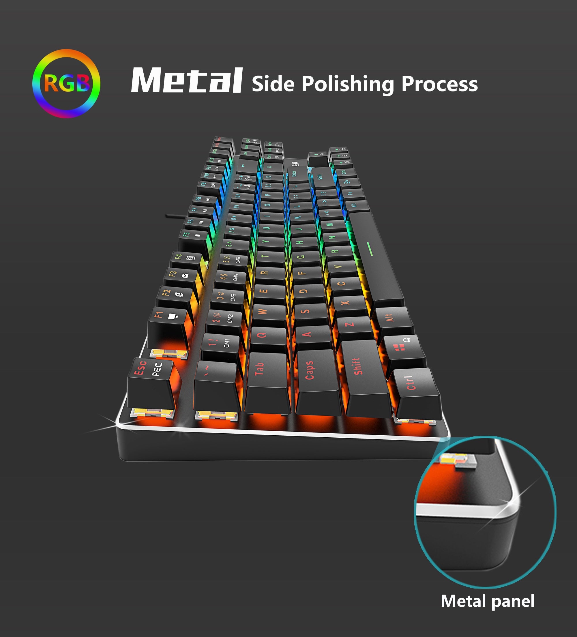 Teclado Mecânico para Jogos RGB Mix Retroiluminado com Fio