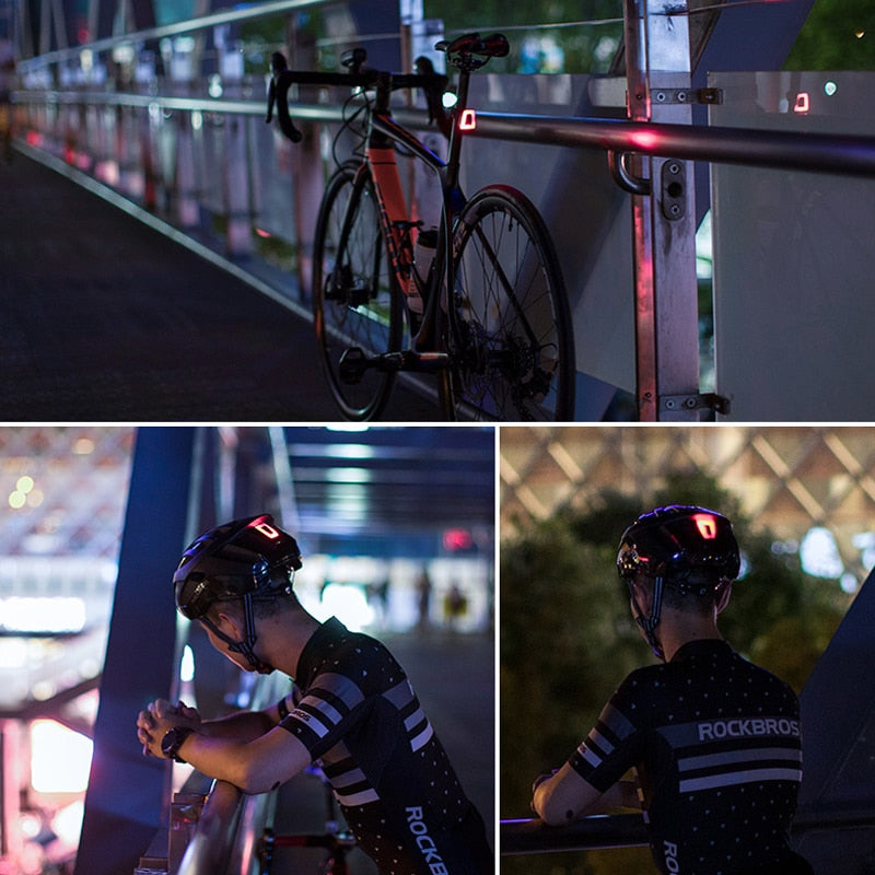 Luz de bicicleta à prova d'água USB recarregável Capacete luz traseira