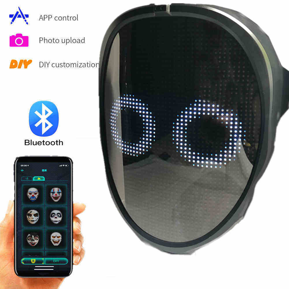 Máscara de LED iluminado RGB Bluetooth