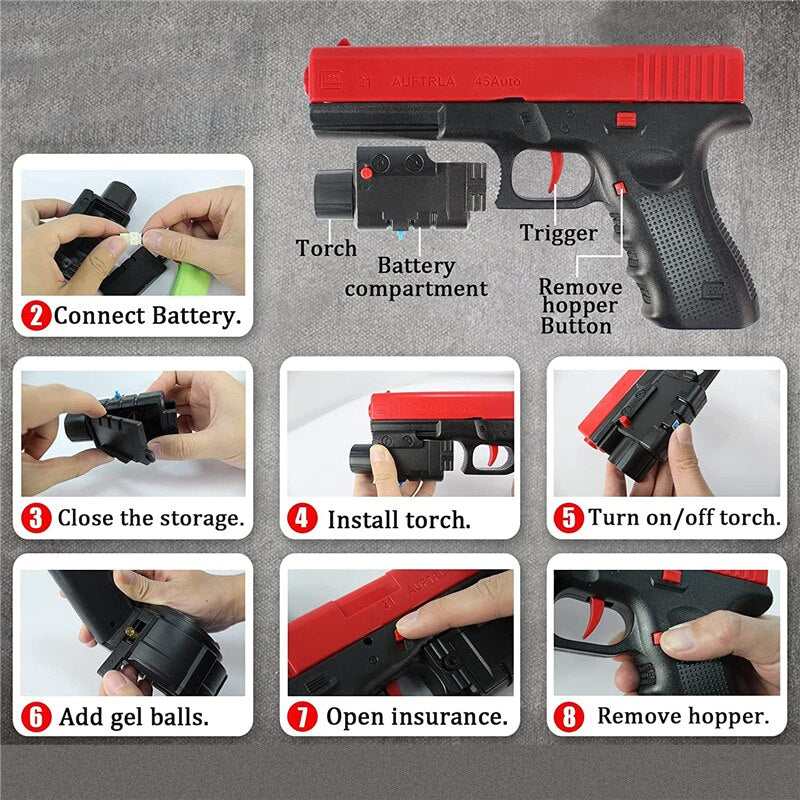 Electric gel gun for outdoor games