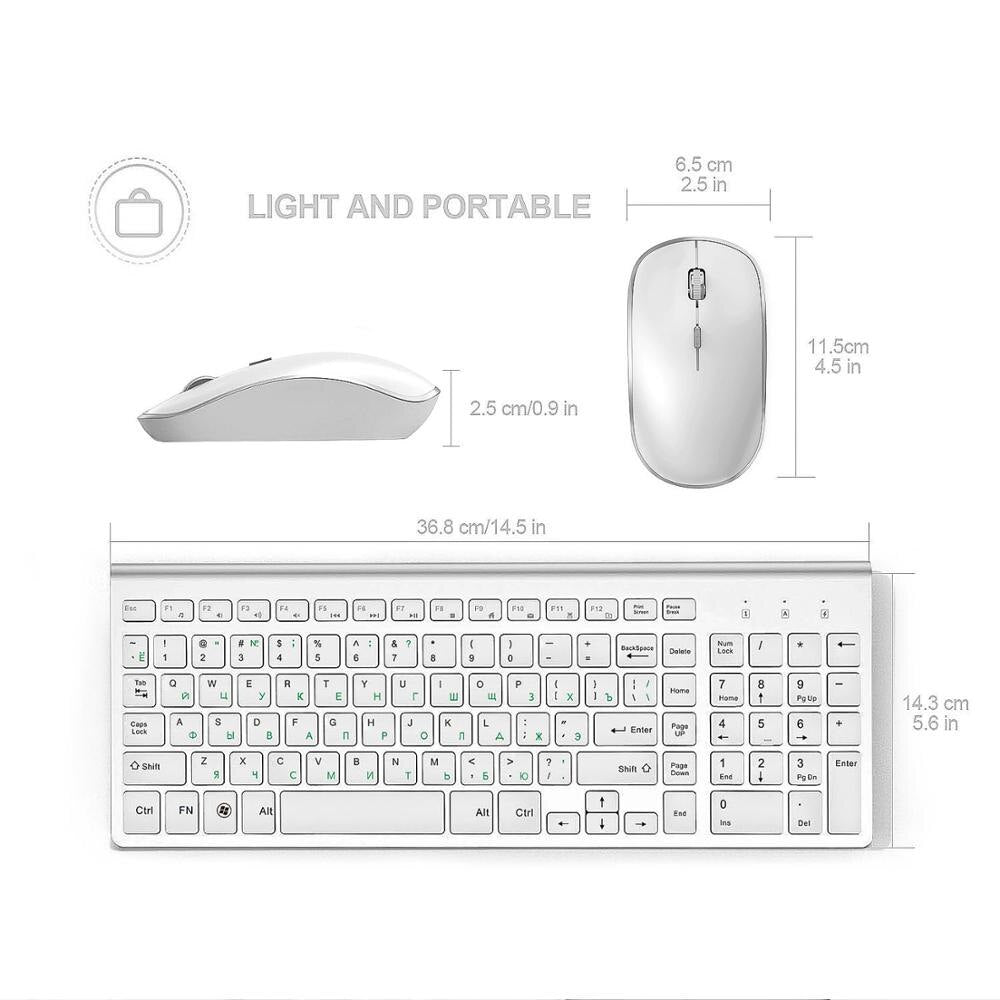 Conjunto de mouse teclado ergonômico fino sem fio