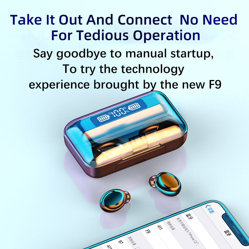 Fone BLUETOOTH TWS F9 TWScom Power Bank.