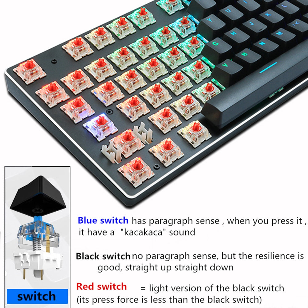 Teclado Mecânico para Jogos RGB Mix Retroiluminado com Fio