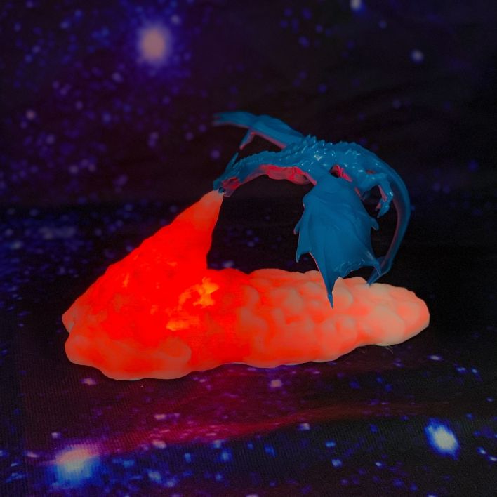 Luminária GOT noturna de LED de dragão impressa em 3D
