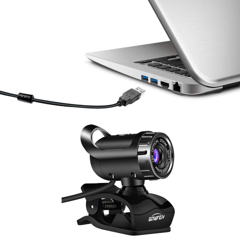 Câmera web rotativa USB 480p 360 graus com microfone