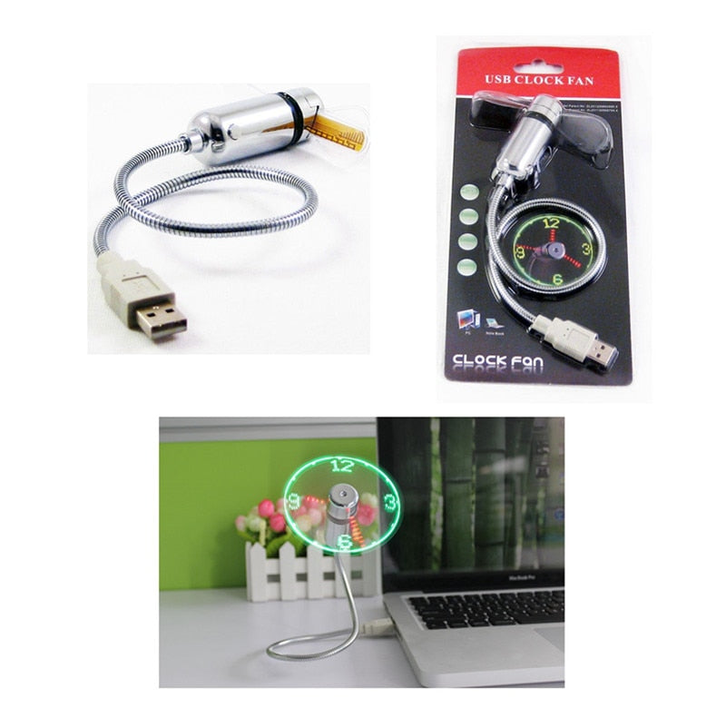 Ventilador Relógio USB LED
