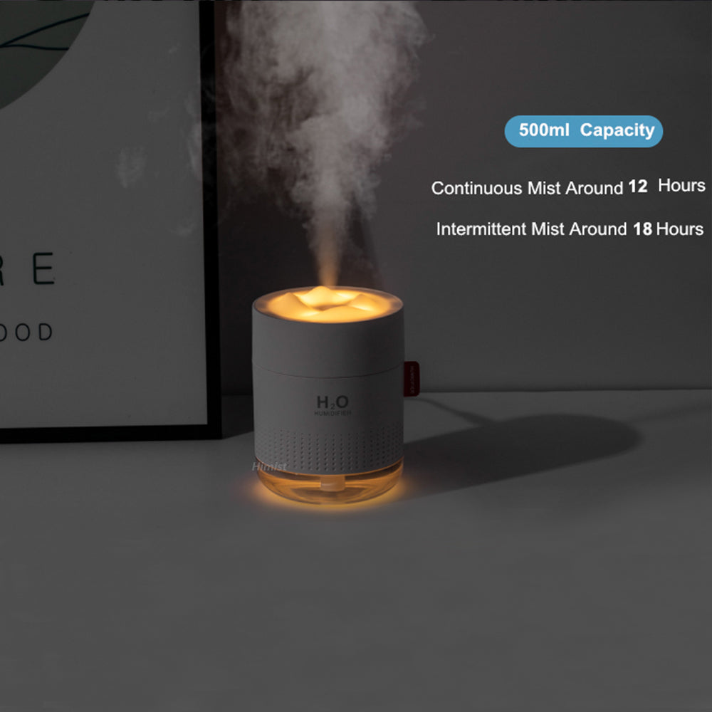 Umidificador Ultrassônico Portátil 500ML Snow Mountain H2O USB Difusor de Ar Aroma Com Lâmpada Noturna Romântica Umidificador Difusor