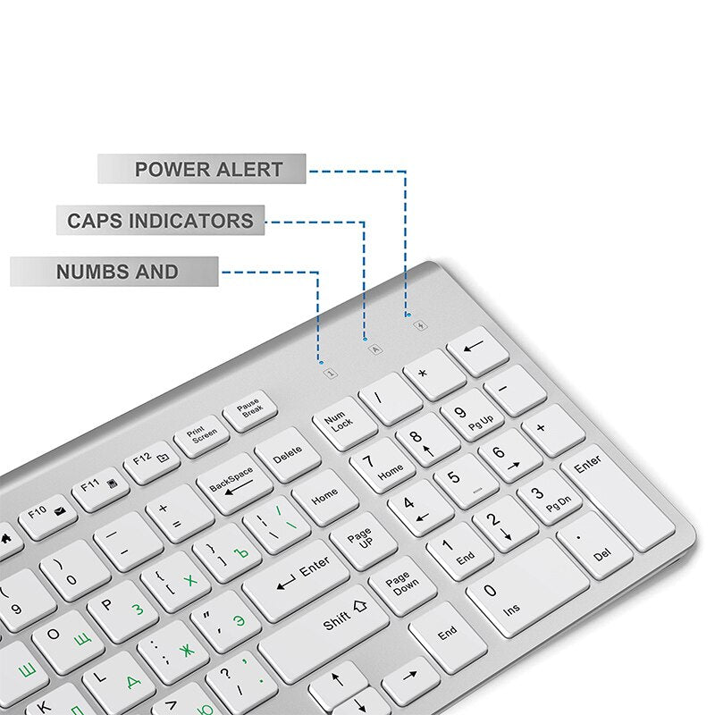 Conjunto de mouse teclado ergonômico fino sem fio