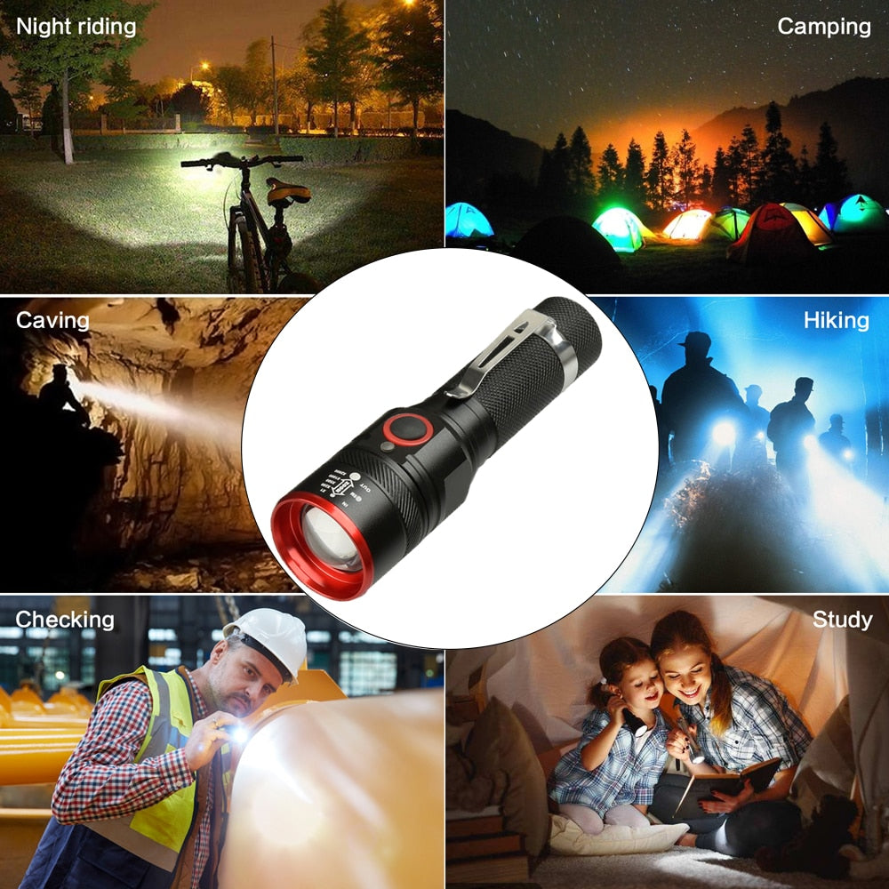 Lanterna Original recarregável USB 5200LM à prova d'água