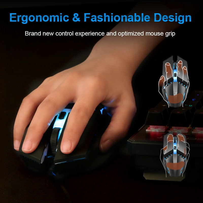 Mouse LED ergonômico