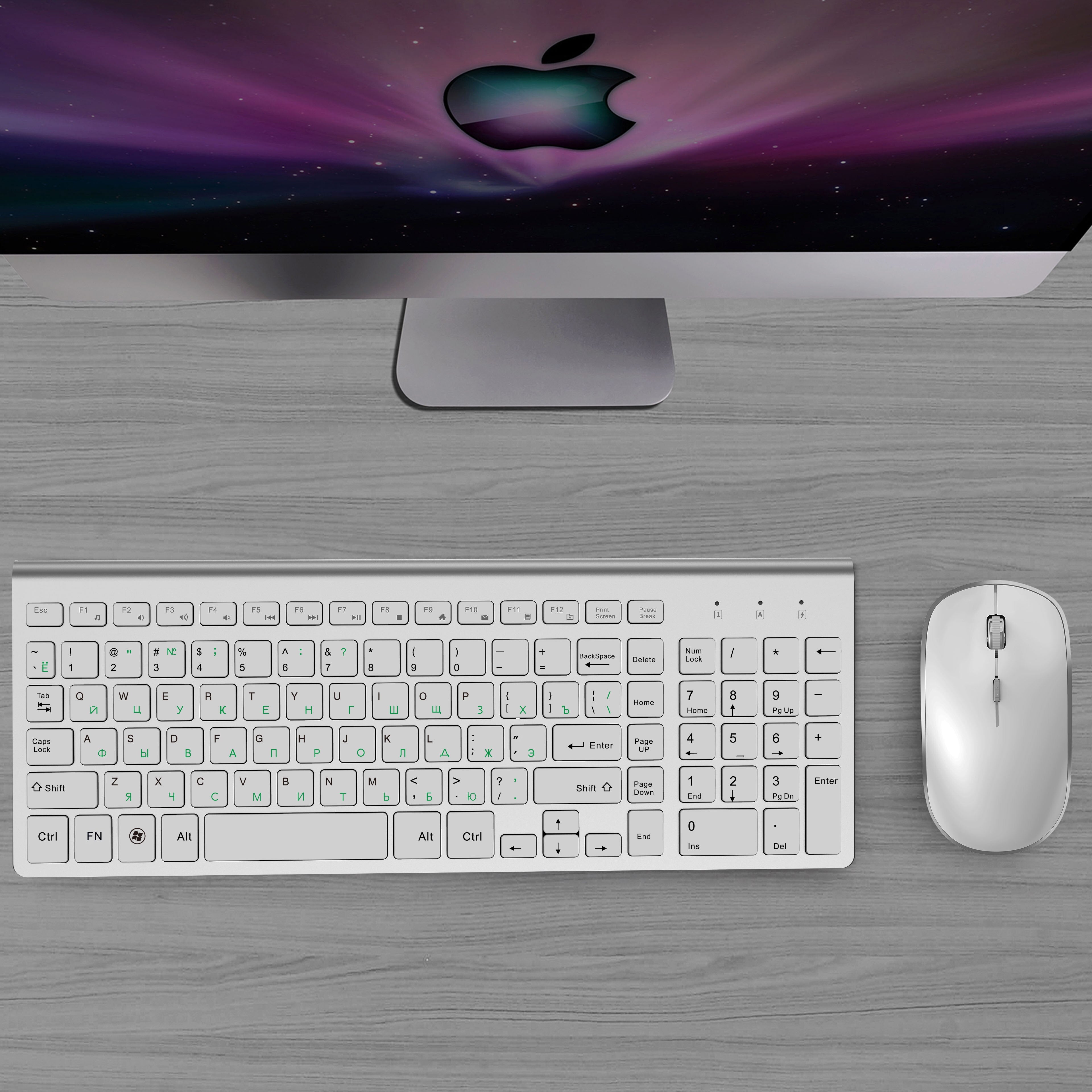 Conjunto de mouse teclado ergonômico fino sem fio