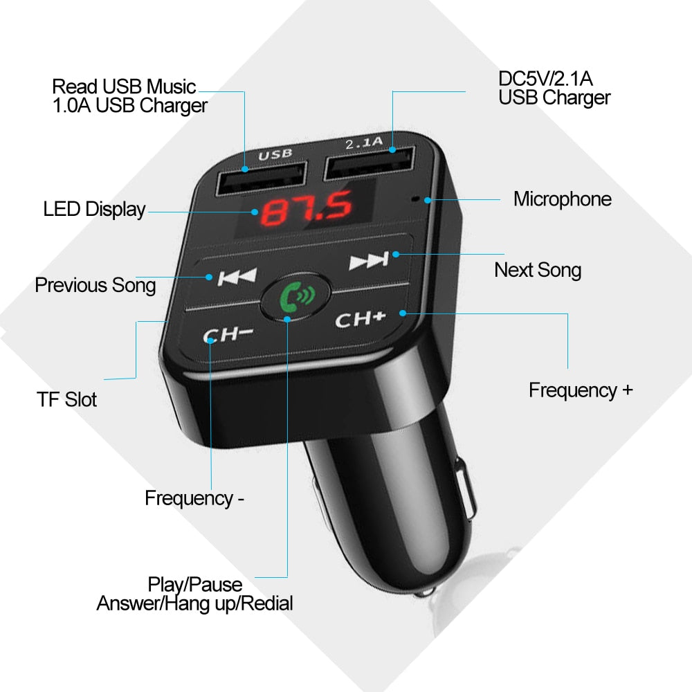 Car Bluetooth 5.0 FM Transmitter Wireless
